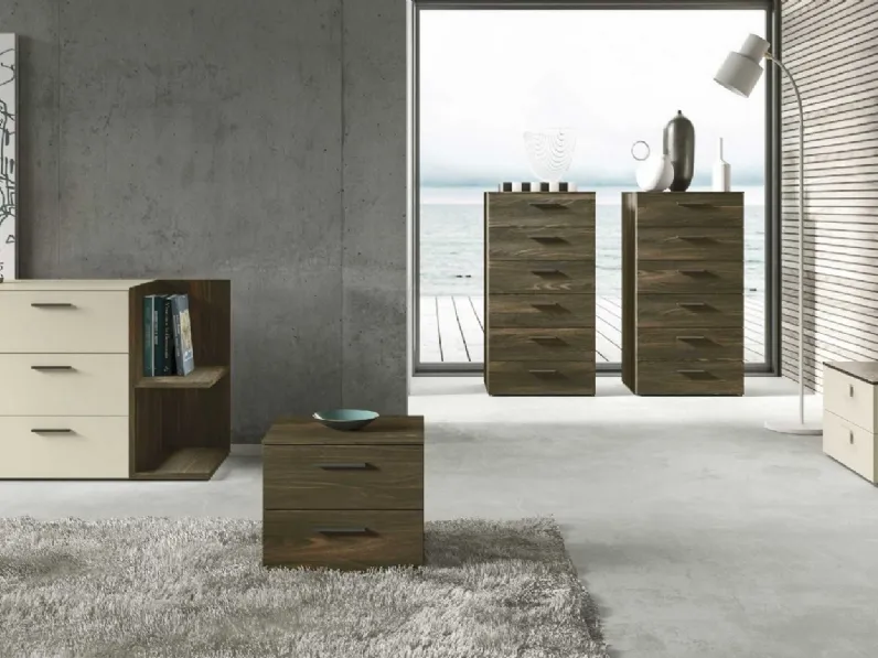 Gruppo Notte Look finitura effetto legno e laccato opaco di Archimede