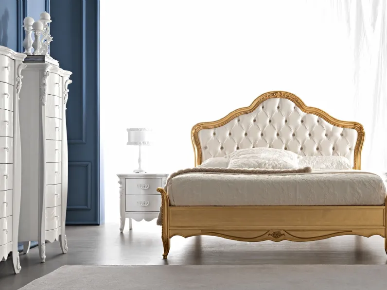 Gruppo notte in listellare placcato MDF lucido bianco Melissa di Cortezari