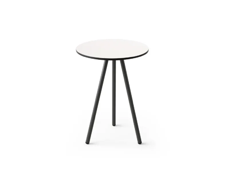 Comodino rotondo Ibisco con top in melaminico e base in metallo di Nefi Italia 