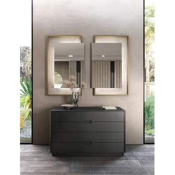 Comò Imago in vetro microrigato nero di GF Interiors