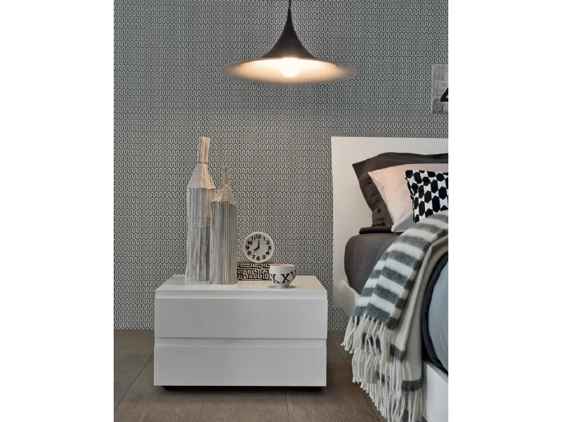 Comodino Joy in legno laccato Bianco di Giellesse