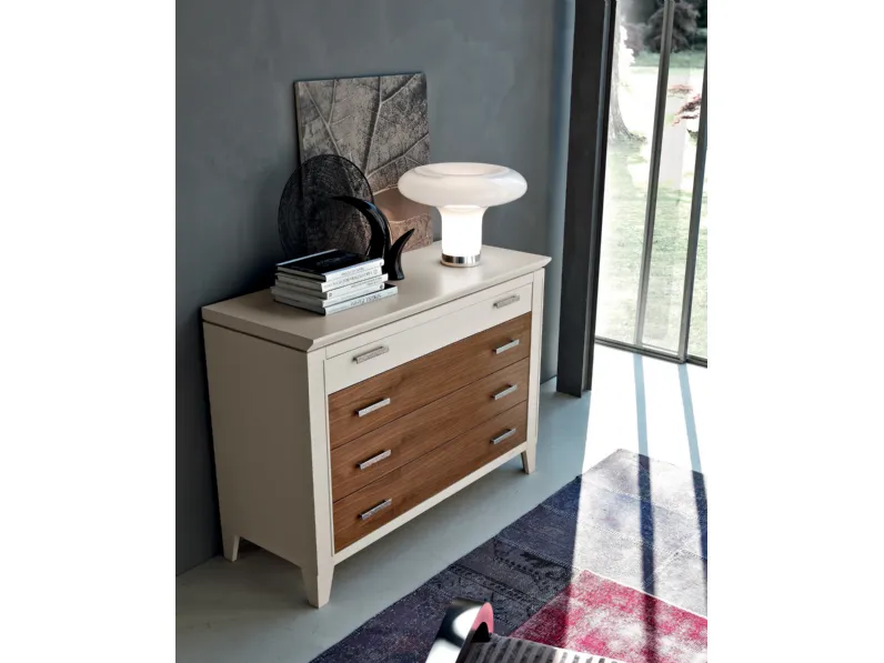 Comò Lauro bicolore in legno di Frassino laccato e Noce Canaletto di Le Fablier