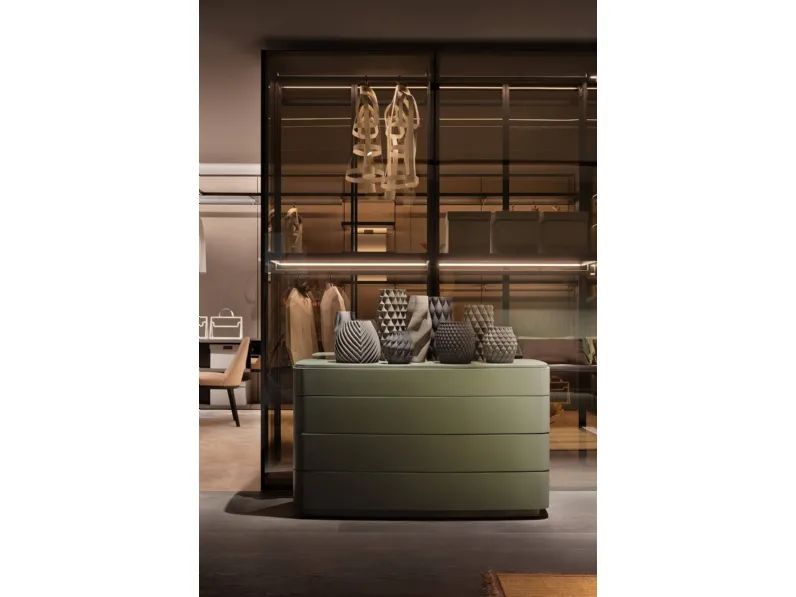 Gruppo notte Lullaby laccato opaco con top in marmo di Lema