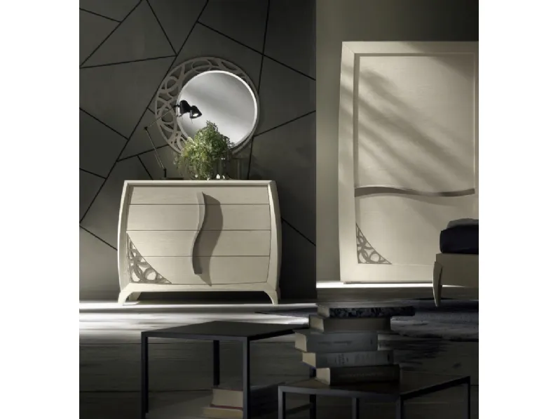 Comò in legno con decoro traforato Moon Project IM8541 di Imba Srl