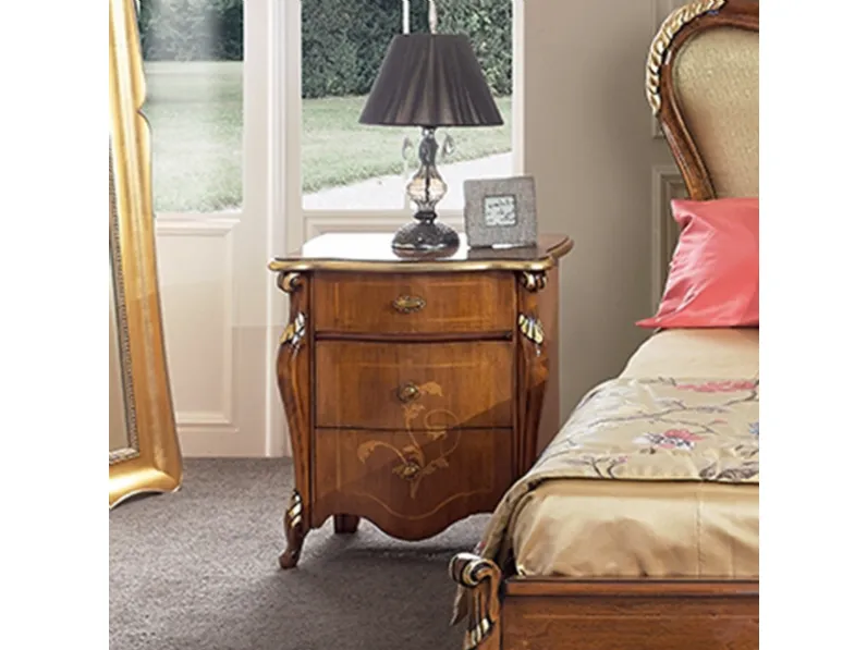 Comodino in legno con intarsio Passioni 5431 EM27 di Tarocco Vaccari