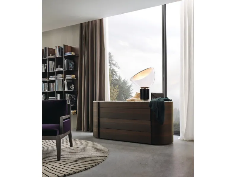 Comò in rovere con top in marmo Onda di Poliform