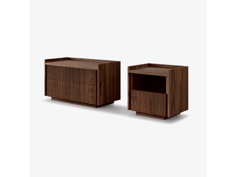 Comodino Revo Night Table in legno listellare impiallacciato di Riva1920