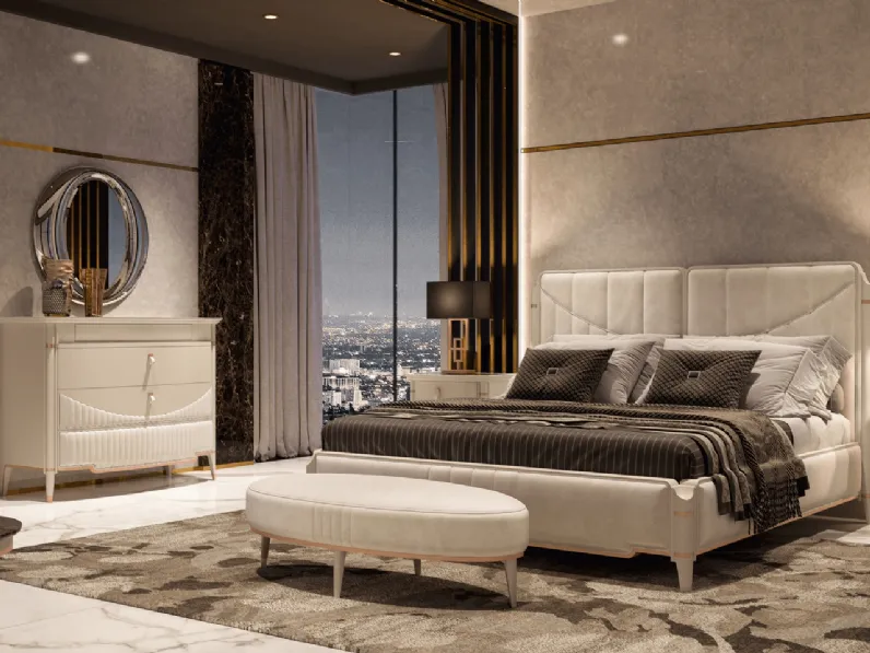 Gruppo Notte Roger Gioia Fleming e Ceresio in finitura laccata con inserti in tecnonabuk di Ghezzani