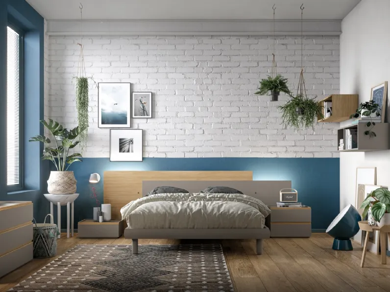 Gruppo Notte Modo 01 in laccato opaco e maniglie in melaminico di SantaLucia