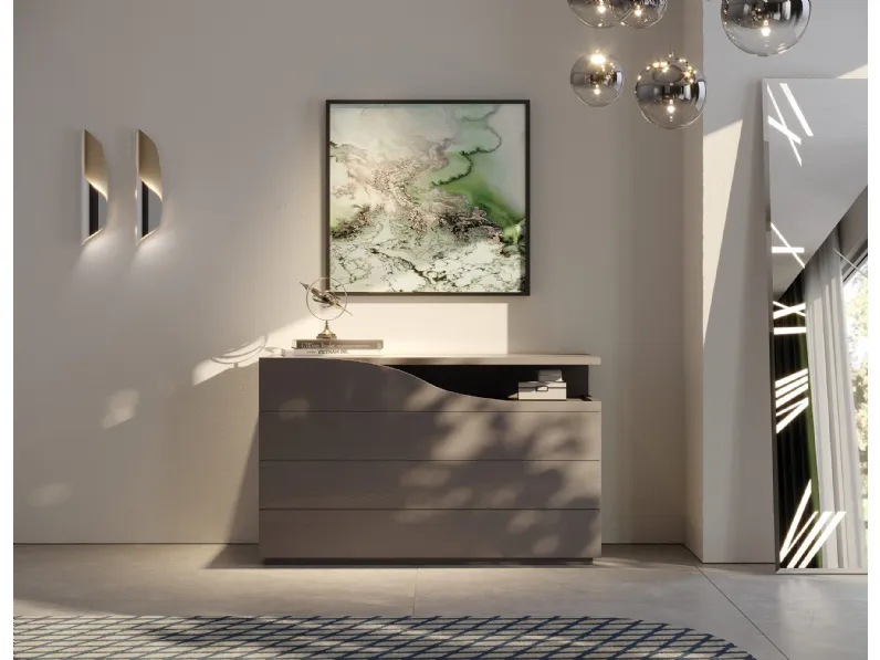 Comò Segno in legno laccato lucido di Reflex