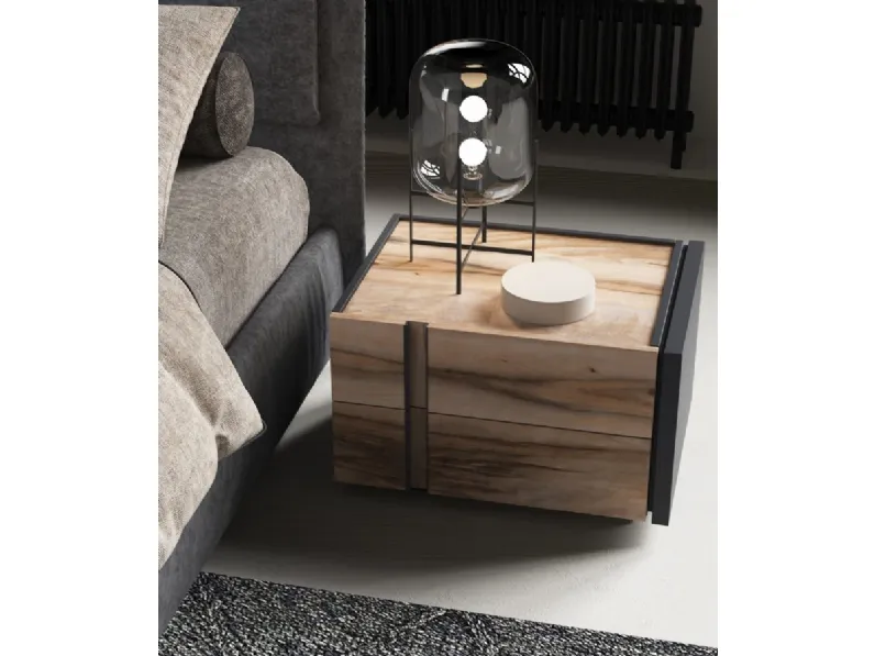 Comodino Segno finitura Acero Fossile di Favero