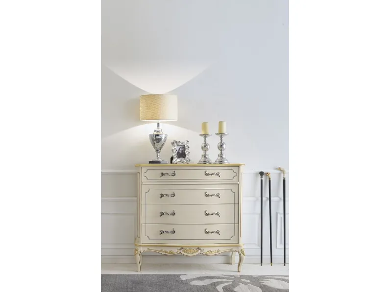 Comò in legno laccato con maniglie argentate Sensazioni 1213 TV131 di Tarocco Vaccari