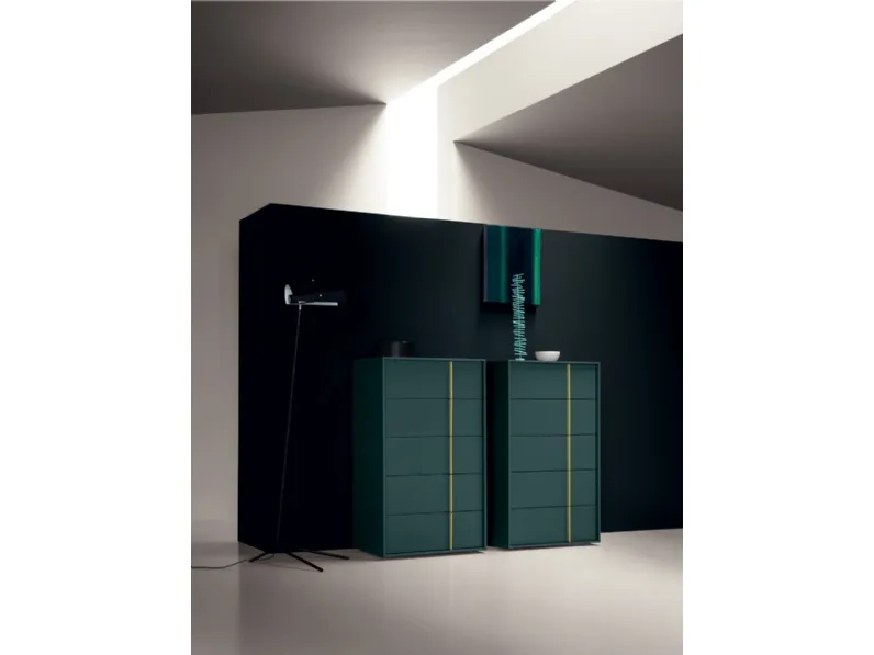 Settimanale Vertex in laccato opaco con maniglia verticale in tonalità contrastante di Md House