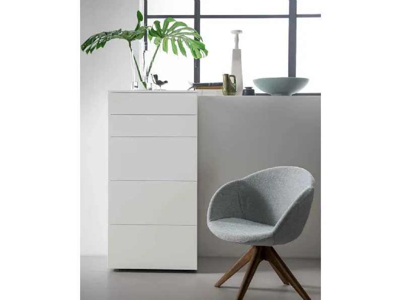 Cassettiera moderna e lineare in laccato opaco Slim di Dall'Agnese
