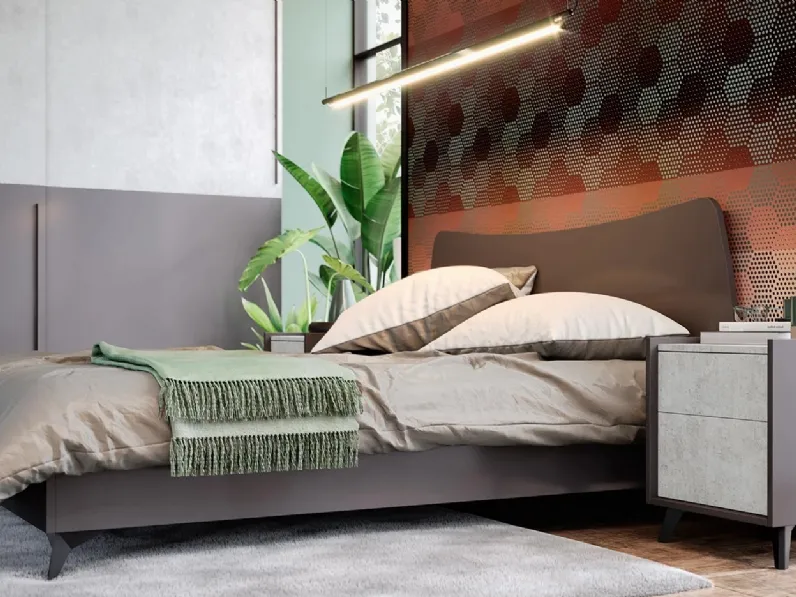 Comodino Sly in melaminico grafite e cemento di Foresi Mobili