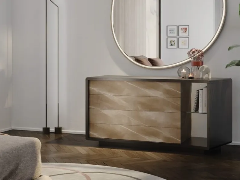 Comò Space in vetro MarmoReflex e legno di Reflex