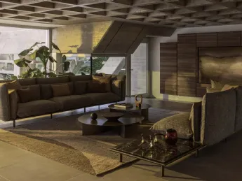Il divano lineare A2 di Flou incarna il design contemporaneo con eleganza.