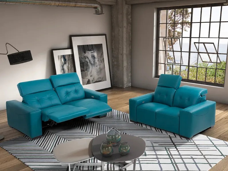 Divano relax in pelle Lerici di Delta Salotti