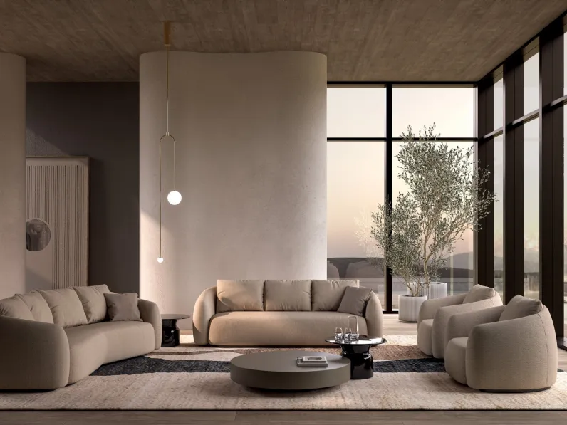 Salotto in tessuto imbottito Luna di Biba Salotti