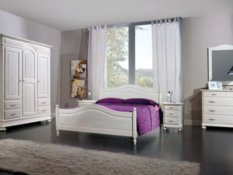 Letto matrimoniale in abete con testiera 320-A di Zanini