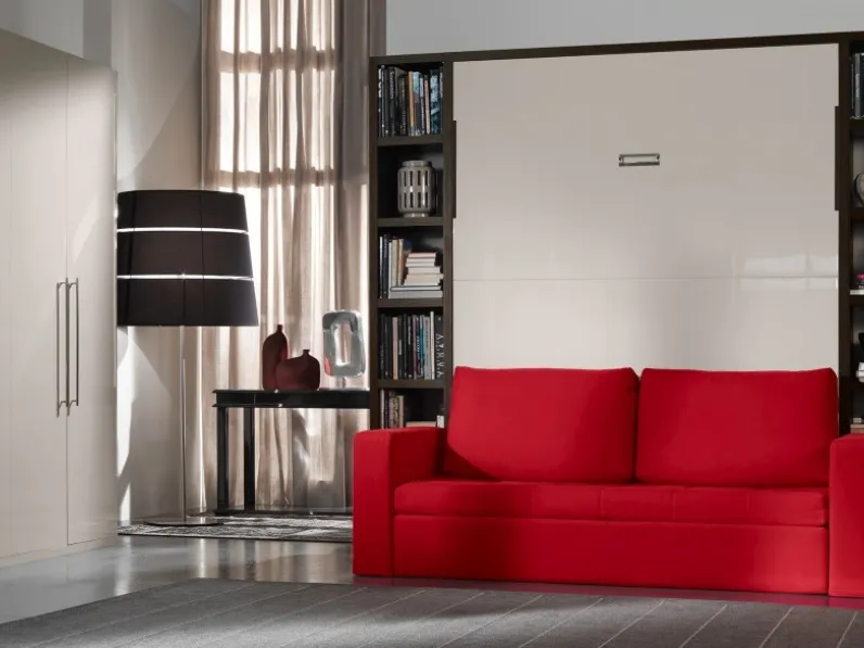 Letto a scomparsa in laccato lucido con divano Cubo di DRS