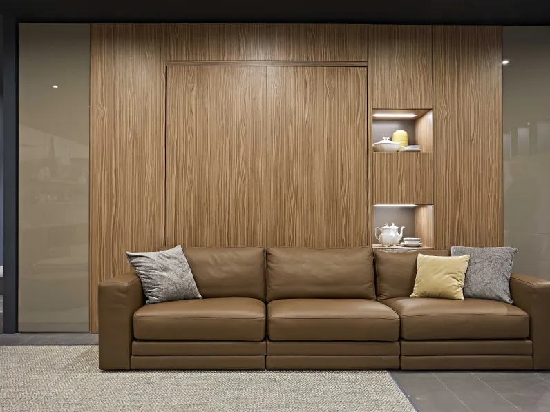 Letto a scomparsa Divano On Off in pelle di Tumidei