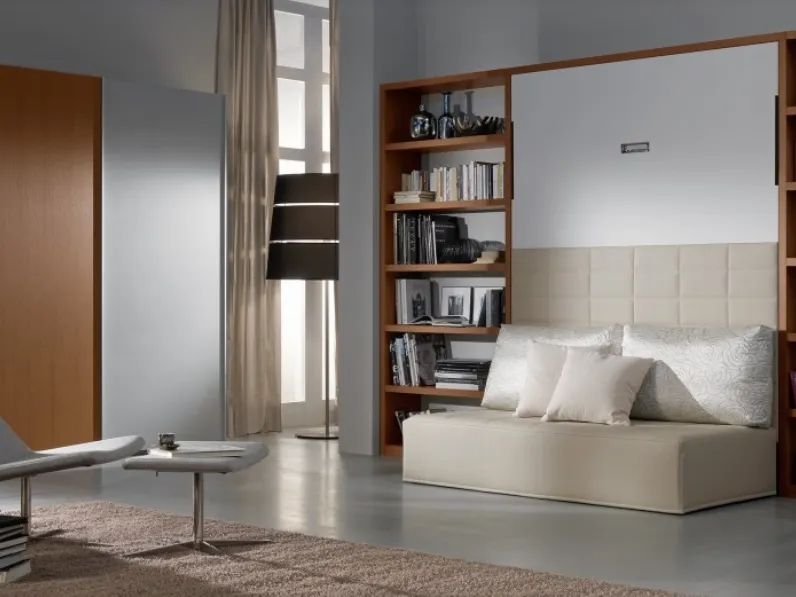 Letto a scomparsa in laccato opaco con divano Domino Ambiente C di DRS