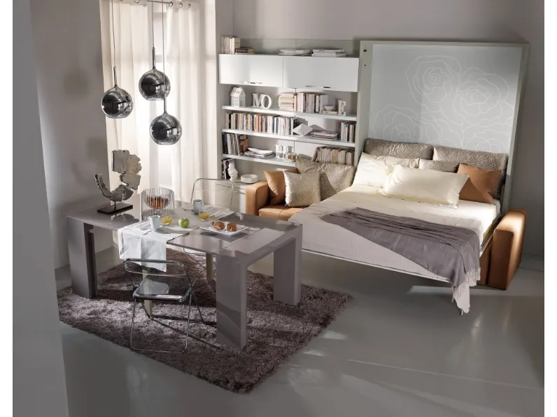 Letto matrimoniale in laccato opaco a scomparsa Domino Ambiente A di DRS