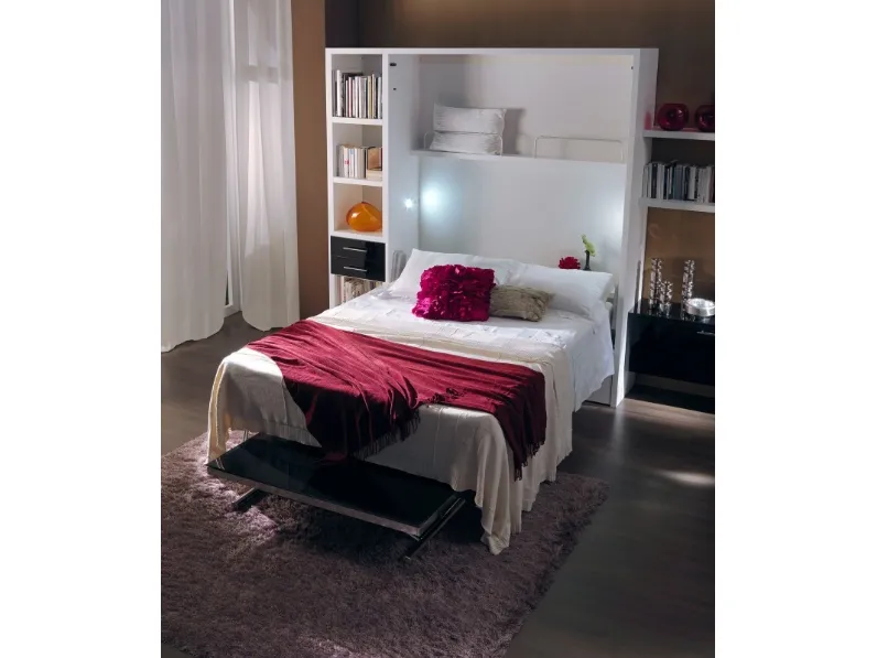 Letto matrimoniale a scomparsa in laccato lucido Pratico di DRS