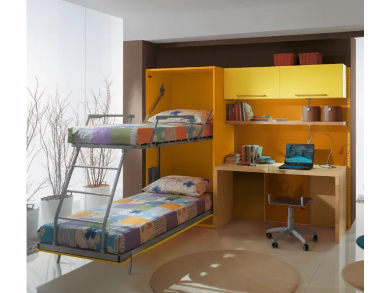 Letto a scomparsa in laccato opaco Rapido Castello di DRS