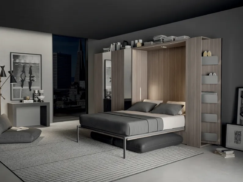 Letto a scomparsa in melaminico Alcova Light Comp 254 di Tumidei