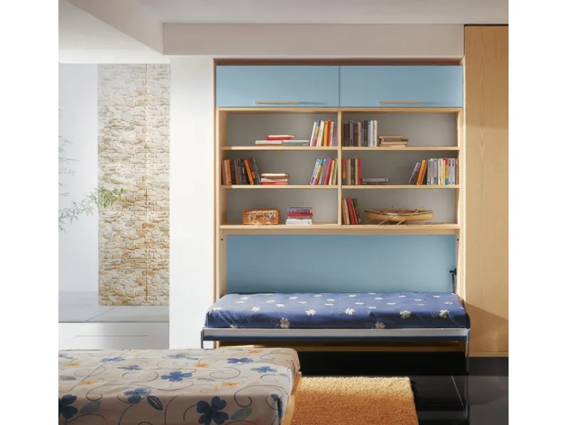 Letto a scomparsa in laccato opaco e Frassino naturale Unico di DRS