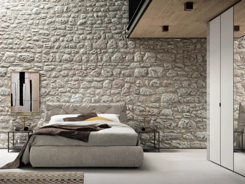 Letto Cardiff in tessuto con testiera di Abitare Mobilstella