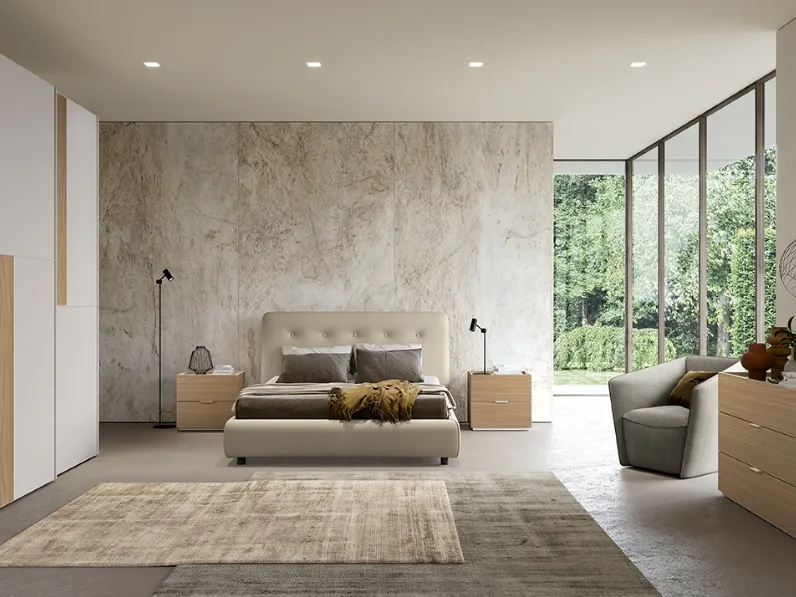 Letto Adagio in tessuto imbottito di Colombini Casa