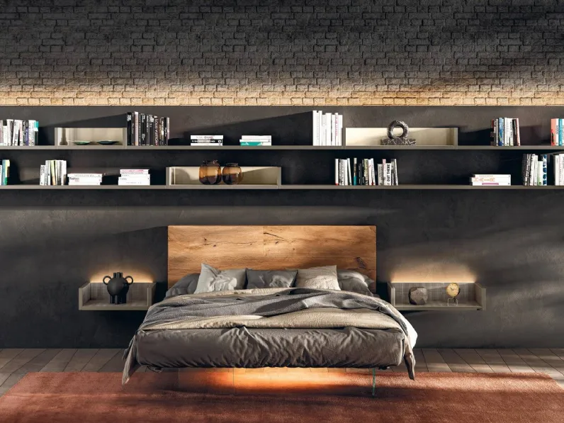 Letto Air 1521 con testiera in legno di Lago