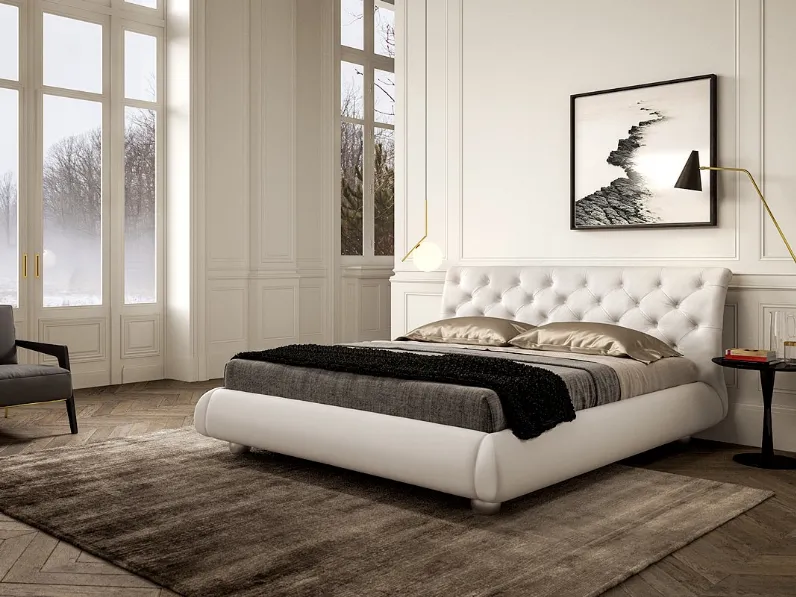 Letto imbottito con testiera lavorazione capitonné Amadeus di Majerna Letti