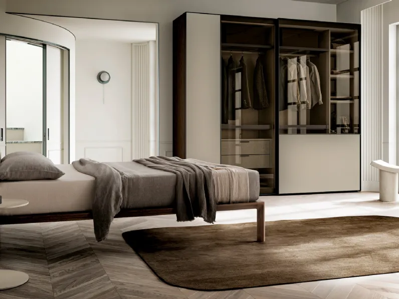 Letto con testiera in tessuto imbottito Ander di SantaLucia