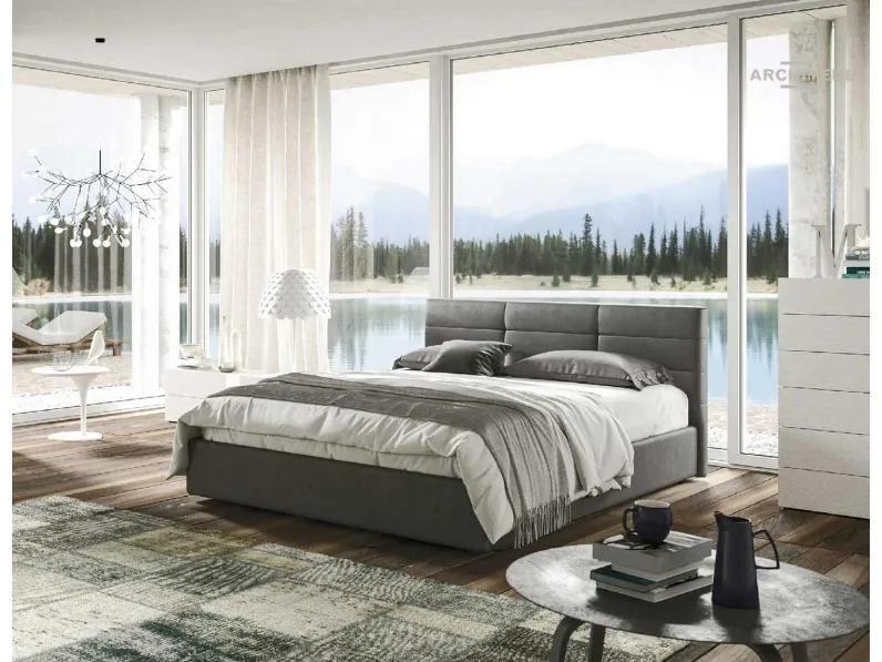 Letto in ecopelle Antracite con testiera Cast di Archimede