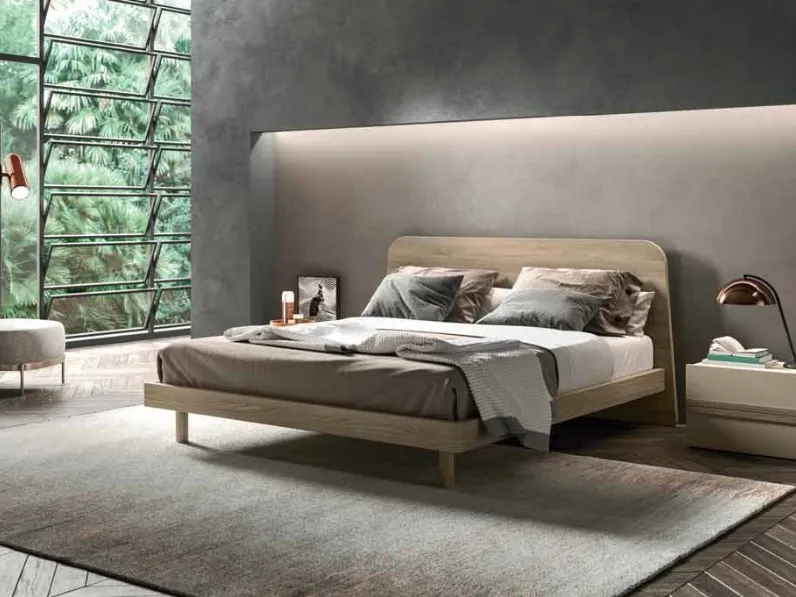 Letto finitura Olmo Cenere con testiera Joy di Archimede