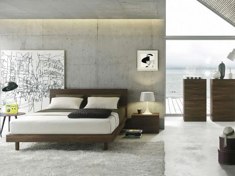 Letto finitura Olmo scuro con testiera Victor di Archimede