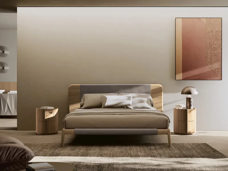 Letto Arden Soft con rivestimento parziale in tessuto di Febal Casa