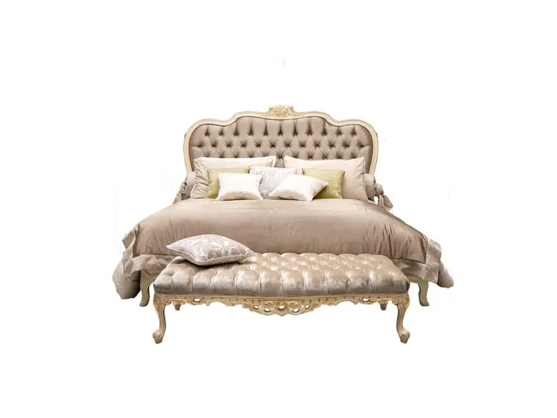 Letto classico in tessuto con testiera lavorazione capitonné Art 0194 di Vittorio Grifoni