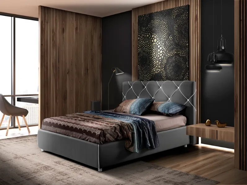 Letto in tessuto con testiera trapuntata a rombi Hope di Artigianaletti