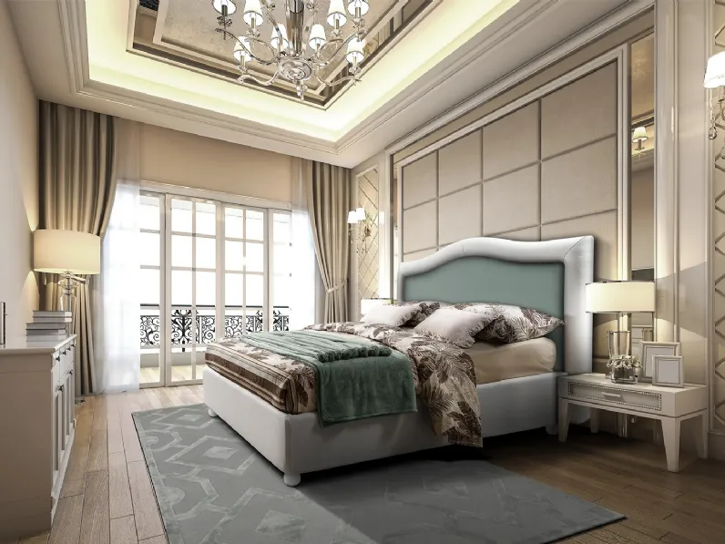 Letto in tessuto con testiera sagomata Nabucco di Artigianaletti