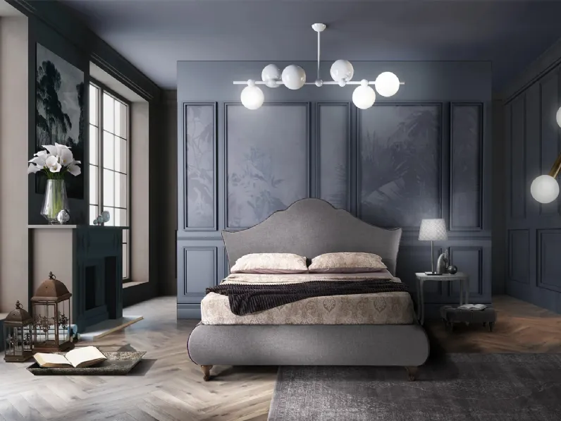 Letto in tessuto con testiera sagomata Union di Artigianaletti