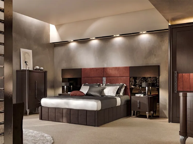 Letto in tessuto con testiera Aura Ematite di Valderamobili