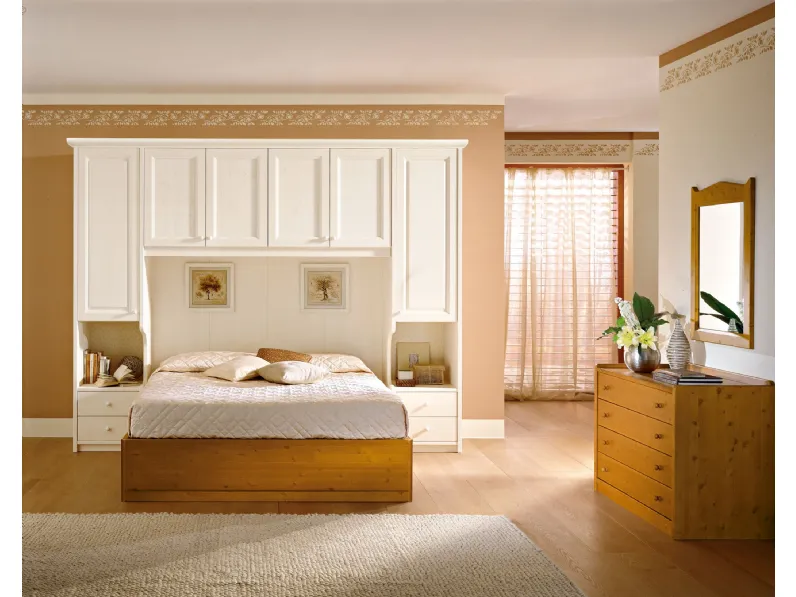 Letto matrimoniale con armadio a ponte Aurora 025 di Linea3