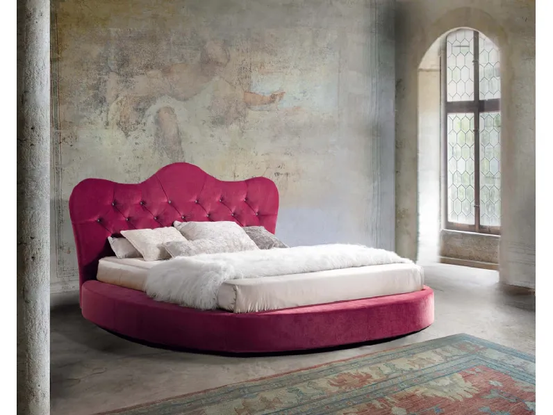 Letto tondo in tessuto con testiera sagomata Bacio di Lettissimi
