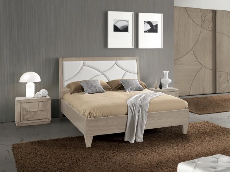 Letto Leaf FMG555F in frassino con testiera in pelle imbottita di Betamobili