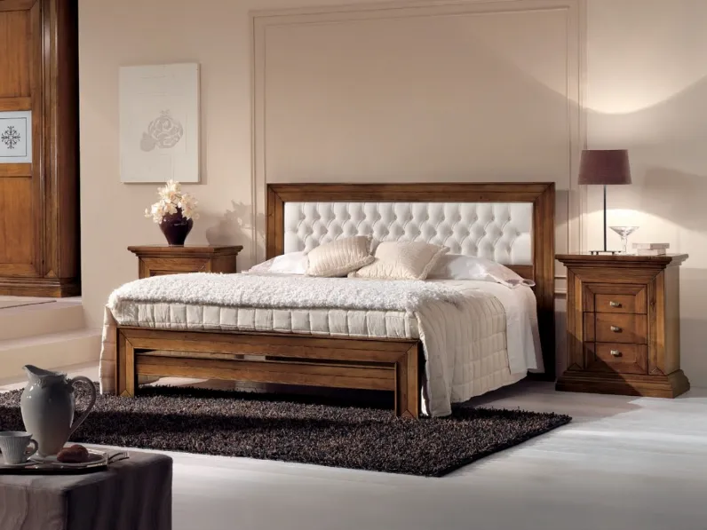 Letto Michelangelo FMG024-IMB in legno con testiera imbottita di Betamobili